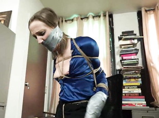 Girl Duct Tape Gagged and Hogtied
