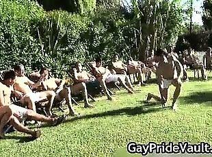 Outdoor gay gangbang suck fest part1